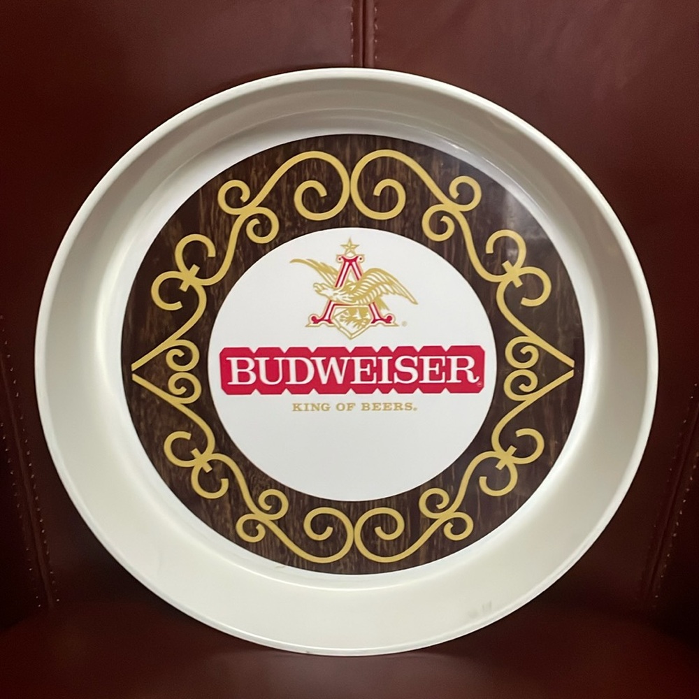 Budweiser King Of Beers Vintage Melamine Plastic Round 13” Tray